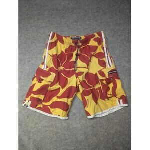 Abercrombie Fitch Swim Trunks Shorts Mens Medium Red Cargo Board Surf Floral Y2K